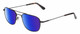Profile View of American Optical Checkmate Designer Polarized Reading Sunglasses with Custom Cut Powered Blue Mirror Lenses in Matte Black Brown Tortoise Havana Unisex Pilot Full Rim Metal 56 mm