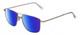 Profile View of American Optical Airman Designer Polarized Reading Sunglasses with Custom Cut Powered Blue Mirror Lenses in Satin Pewter Grey Clear Unisex Pilot Full Rim Metal 56 mm