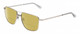 Profile View of American Optical Airman Designer Polarized Reading Sunglasses with Custom Cut Powered Sun Flower Yellow Lenses in Shiny Silver Clear Unisex Pilot Full Rim Metal 56 mm