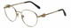 Profile View of Chopard VCHC52S-0300 Designer Reading Eye Glasses with Custom Cut Powered Lenses in Shiny 23KT Gold Plated/Black/Heart Gemstone Accent Ladies Round Full Rim Metal 51 mm