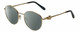 Profile View of Chopard VCHC52S-0300 Designer Polarized Sunglasses with Custom Cut Smoke Grey Lenses in Shiny 23KT Gold Plated/Black/Heart Gemstone Accent Ladies Round Full Rim Metal 51 mm
