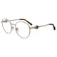 Profile View of Chopard VCHC52S-0594 Designer Reading Eye Glasses with Custom Cut Powered Lenses in Shiny 23KT Gold Plated/Tortoise Havana Brown/Heart Gemstone Accent Ladies Round Full Rim Metal 51 mm
