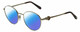 Profile View of Chopard VCHC52S-0594 Designer Polarized Reading Sunglasses with Custom Cut Powered Blue Mirror Lenses in Shiny 23KT Gold Plated/Tortoise Havana Brown/Heart Gemstone Accent Ladies Round Full Rim Metal 51 mm