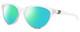 Profile View of NIKE CITY PERSONA DJ Designer Polarized Reading Sunglasses with Custom Cut Powered Green Mirror Lenses in Clear Crystal Shiny Gunmetal Unisex Oval Full Rim Acetate 57 mm