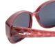 Close Up Detail View of Jonathan Paul Beverly Women Fitover Sunglasses Crystal Cherry Red&Polarized Grey