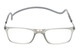 Front View of Calabria SP02 Snap Magnetic Reading Glasses Crystal Grey Front Connect Adjustable Temples Around Neck Hanging Readers