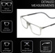 Frame Dimensions View of Calabria SP02 Snap Magnetic Reading Glasses Crystal Grey Front Connect Adjustable Temples Around Neck Hanging Readers