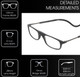 Frame Dimensions View of Calabria SP03 Snap Magnetic Reading Glasses Blue Light Black Men Women Adjustable Temples Around Neck Hanging Readers