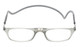 Front View of Calabria SP03 Snap Magnetic Reading Glasses Crystal Grey Front Connect Adjustable Temples Around Neck Hanging Readers