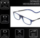 Frame Dimensions View of Calabria SP03 Snap Magnetic Reading Glasses Blue Light Blocking Crystal Adjustable Temples Around Neck Hanging Readers