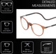 Frame Dimensions View of Calabria SP04 Snap Magnetic Reading Glasses Crystal Brown Adjustable Temples Eyeglass Around the Neck Hanging Readers