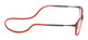 Side View of Calabria SP04 Snap Magnetic Reading Glasses Crystal Red Front Connect Adjustable Temples Around Neck Hanging Readers