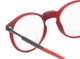 Close Up View of Calabria SP04 Snap Magnetic Reading Glasses Crystal Red Front Connect Adjustable Temples Around Neck Hanging Readers
