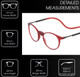 Frame Dimensions View of Calabria SP04 Round Snap Magnetic Reading Glasses Blue Light Crystal Red Adjustable Temples Around Neck Hanging Readers