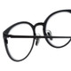 Close Up View of Eyebobs Jim Dandy Designer Reading Eye Glasses with Prescription Bi-Focal Rx Lenses in Satin Black Crystal Unisex Round Full Rim Metal 50 mm