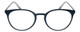 Front View of Eyebobs Jim Dandy Designer Reading Eye Glasses with Prescription Bi-Focal Rx Lenses in Satin Navy Blue Crystal Unisex Round Full Rim Metal 50 mm
