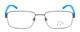 Front View of Ducks Unlimited Skybuster Designer Bi-Focal Prescription Rx Eyeglasses in Blue Mens Rectangle Full Rim Metal 54 mm
