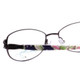 Close Up View of Vera Bradley Gail Designer Single Vision Prescription Rx Eyeglasses in Purple Pink Blue Flower Heather Ladies Rectangle Full Rim Metal 55 mm