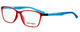 Profile View of Marie Claire MC6210-RBL Designer Progressive Lens Prescription Rx Eyeglasses in Matte Crystal Red Blue Ladies Classic Full Rim Acetate 55 mm