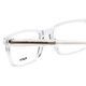 Close Up View of Big&Tall 21 Designer Single Vision Prescription Rx Eyeglasses in Crystal Transparent Mens Rectangle Full Rim Acetate 57 mm