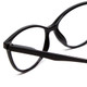 Close Up View of Calabria MDR8004 Designer Progressive Lens Prescription Rx Eyeglasses in Gloss Black Ladies Cateye Full Rim Acetate 49 mm