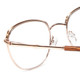 Close Up View of Scott&Zelda SZ7429 Designer Bi-Focal Prescription Rx Eyeglasses in Satin Brown Gold Glitter Tips Unisex Round Full Rim Metal 50 mm