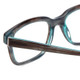 Close Up View of Jones New York J753 Designer Bi-Focal Prescription Rx Eyeglasses in Brown Marble Crystal Azure Blue Unisex Square Full Rim Acetate 52 mm