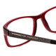Close Up View of Porsche Designs P8243-C Designer Progressive Lens Prescription Rx Eyeglasses in Crystal Cherry Red Matte Black Unisex Oval Full Rim Acetate 54 mm