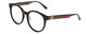Profile View of GUCCI GG0416SK Designer Bi-Focal Prescription Rx Eyeglasses in Gloss Black Red Stripe Green Gold Ladies Round Full Rim Acetate 55 mm