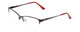 Profile View of Ernest Hemingway H4680 Designer Single Vision Prescription Rx Eyeglasses in Metallic Black Clear Ladies Cateye Semi-Rimless Metal 52 mm