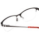 Close Up View of Ernest Hemingway H4680 Designer Bi-Focal Prescription Rx Eyeglasses in Metallic Black Clear Ladies Cateye Semi-Rimless Metal 52 mm