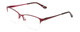 Profile View of Ernest Hemingway H4680 Designer Single Vision Prescription Rx Eyeglasses in Metallic Burgundy Red Clear Ladies Cateye Semi-Rimless Metal 52 mm