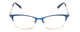 Front View of Ernest Hemingway H4842 Designer Progressive Lens Prescription Rx Eyeglasses in Satin Metallic Blue Silver Unisex Cateye Full Rim Stainless Steel 52 mm
