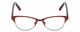Front View of Jones New York J143 Designer Single Vision Prescription Rx Eyeglasses in Satin Burgundy Red Crystal Ladies Oval Semi-Rimless Metal 47 mm