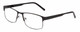 Profile View of Gotham Premium Stainless Steel 12 Designer Single Vision Prescription Rx Eyeglasses in Gunmetal Silver Unisex Rectangular Semi-Rimless Metal 58 mm