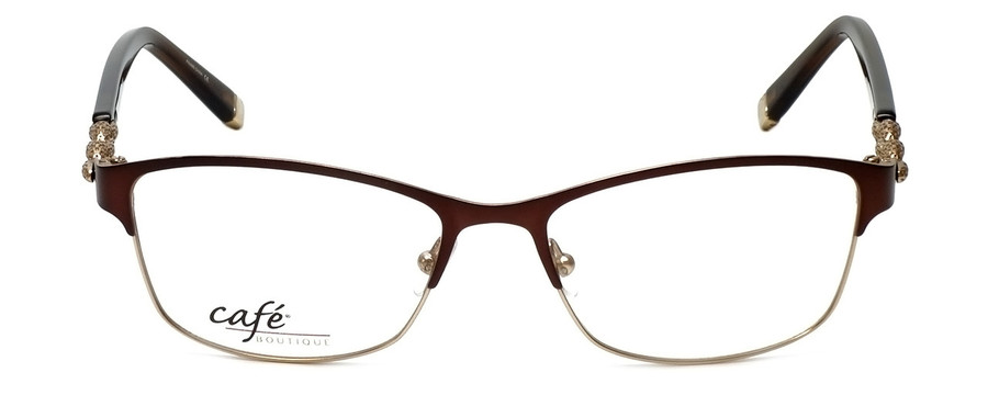 Silver Dollar Designer Reading Glasses CB1013 in Chocolate Brown Gold Metal 52mm
