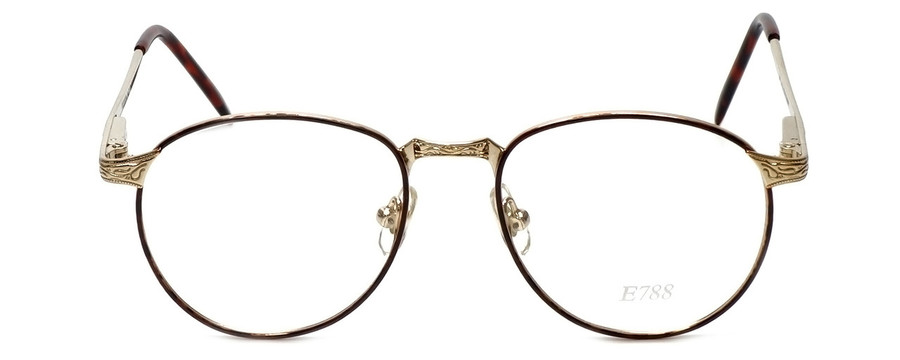 Fashion Optical Designer Eyeglasses E788 in Gold-Burgundy 48mm :: Custom Left & Right Lens