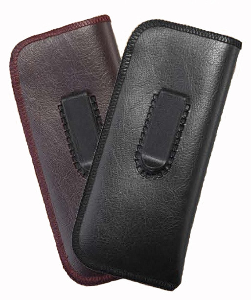 Mens Soft Slip-in Eyeglass Case w/Clip Medium Sized 6.25"x 3.25"Inch BLACK/BROWN
