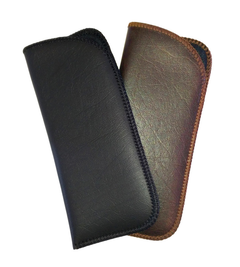 Calabria Half Slip Soft Eyeglass Case Syn.Leather 6.1"Inch x 2.75"Black or Brown