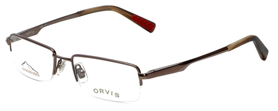 Orvis Designer Metal Reading Glasses Hero in Brown Horn Marble Semi-Rimless 49mm