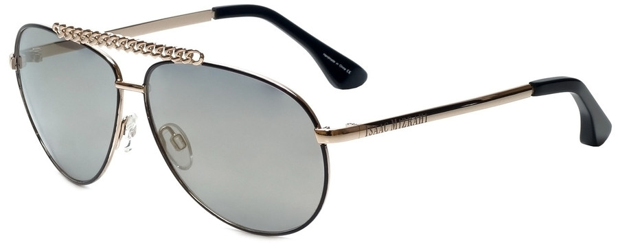 Isaac Mizrahi Designer Sunglasses IM51-11 in Black Gold with Silver Mirror Lens