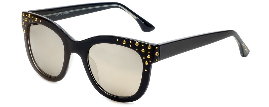 Isaac Mizrahi Designer Sunglasses IM71-10 in Black with Silver Mirror Lens