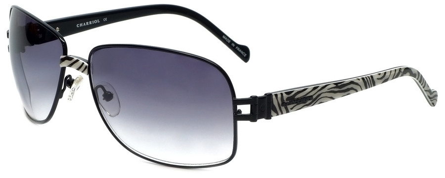 Charriol Designer Sunglasses in Black Zebra Frame & Purple Gradient Lens (PC8025