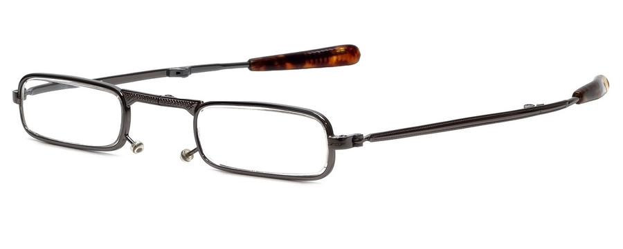 Calabria Metal Folding Reading Glasses&Case Light Weight Compact Silver Tortoise