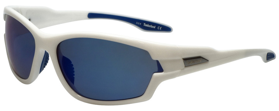 Timberland TB9070-21D Designer Polarized Sunglasses in White with Blue Mirror Lens