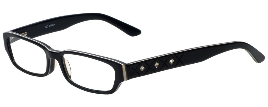 Calabria Designer Eyeglasses 820-BLK in Black 50mm :: Custom Left & Right Lens