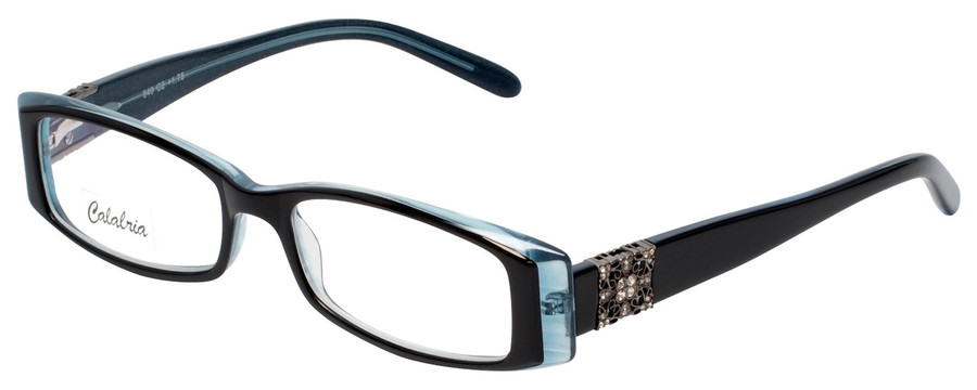 Calabria 840 Dazzles Crystals Eyeglasses in Blue w/ Blue Light Filter + A/R Lens