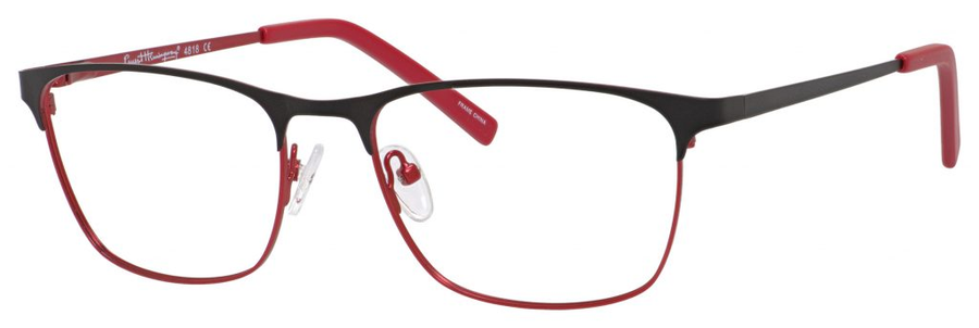Ernest Hemingway H4818 Unisex Oval Frame Eyeglasses in Black/Red 54 mm Custom Lens