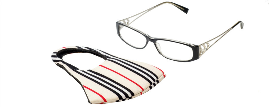 Calabria Women Beige Stripe Mask&Matching 831 Black Designer Eyeglasses&Retainer