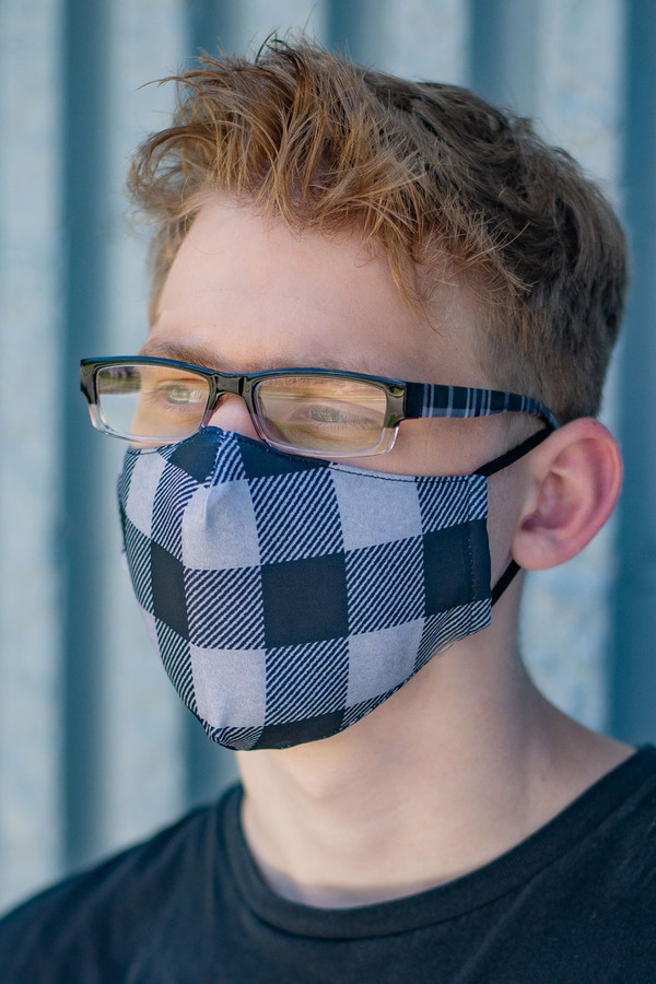 Calabria Men's Black Plaid Safety Mask&Matching 743 Designer Eyeglasses&Retainer